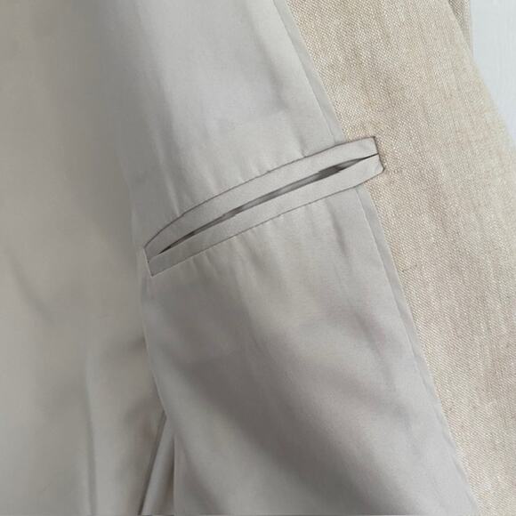 J. Crew Factory Linen Cotton Blend 1-Button Blazer Beige Lined Coastal Women 14 - Picture 8 of 10